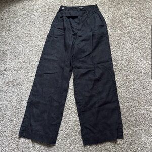 Linen Madewell Harlow Black Wide-Leg Pants